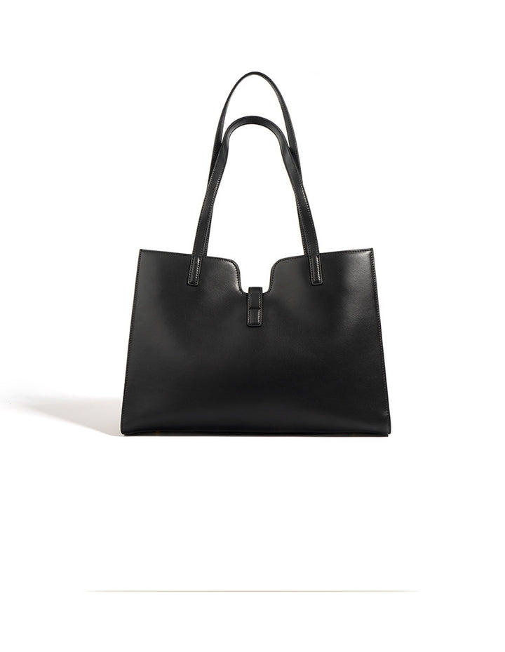 structured shoulder tote with gold-tone twist lock - AURA