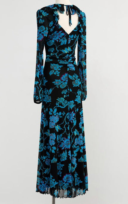 Midnight Bloom Floral Ruched Maxi Dress - Allure