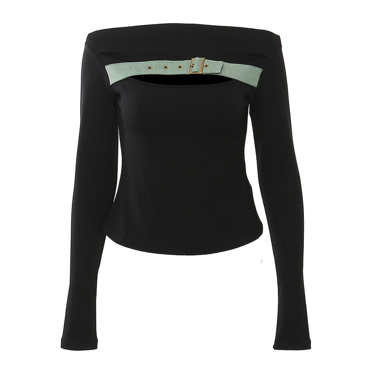 off-shoulder long sleeve top with buckle detail – NOVIRDA