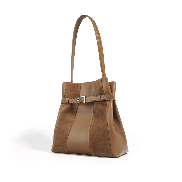 striped leather shoulder bag with belt detail - AVLAT