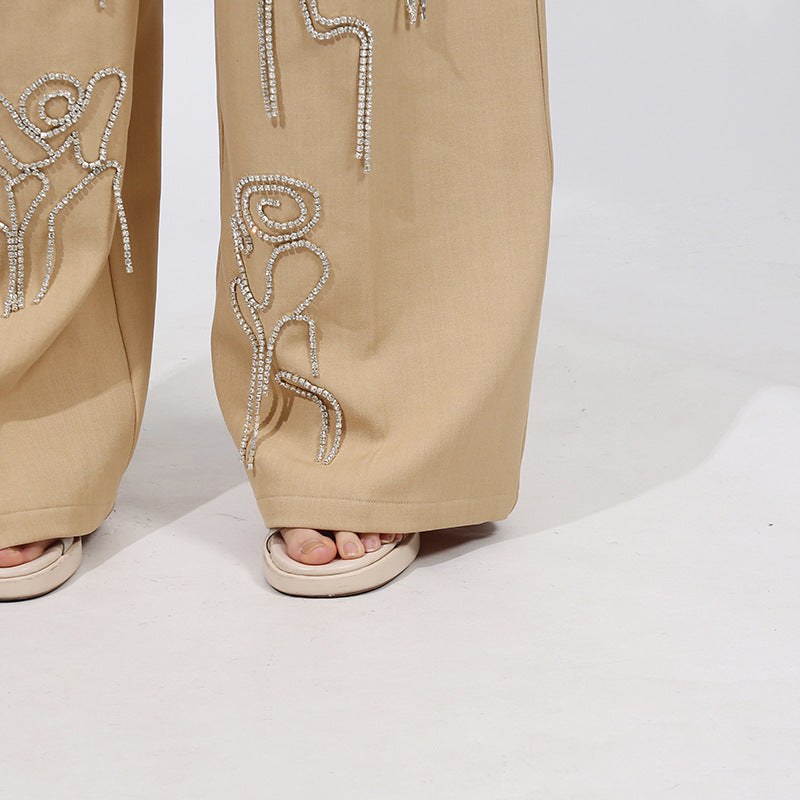 Embroidered Cropped Jacket & Wide-Leg Pants Set – ELARA