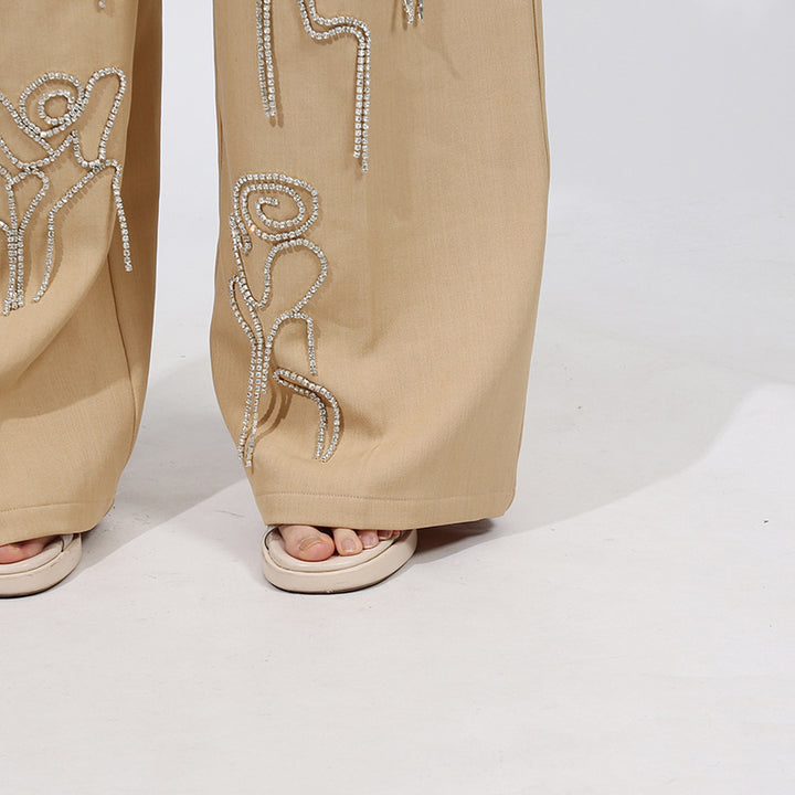 Embroidered Cropped Jacket & Wide-Leg Pants Set – ELARA