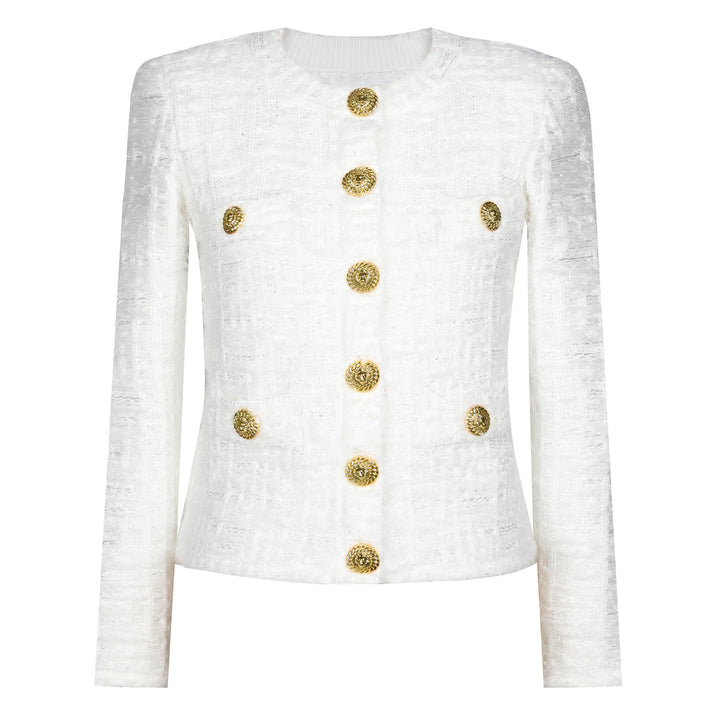 tweed jacket with gold button detailing – VERAQU