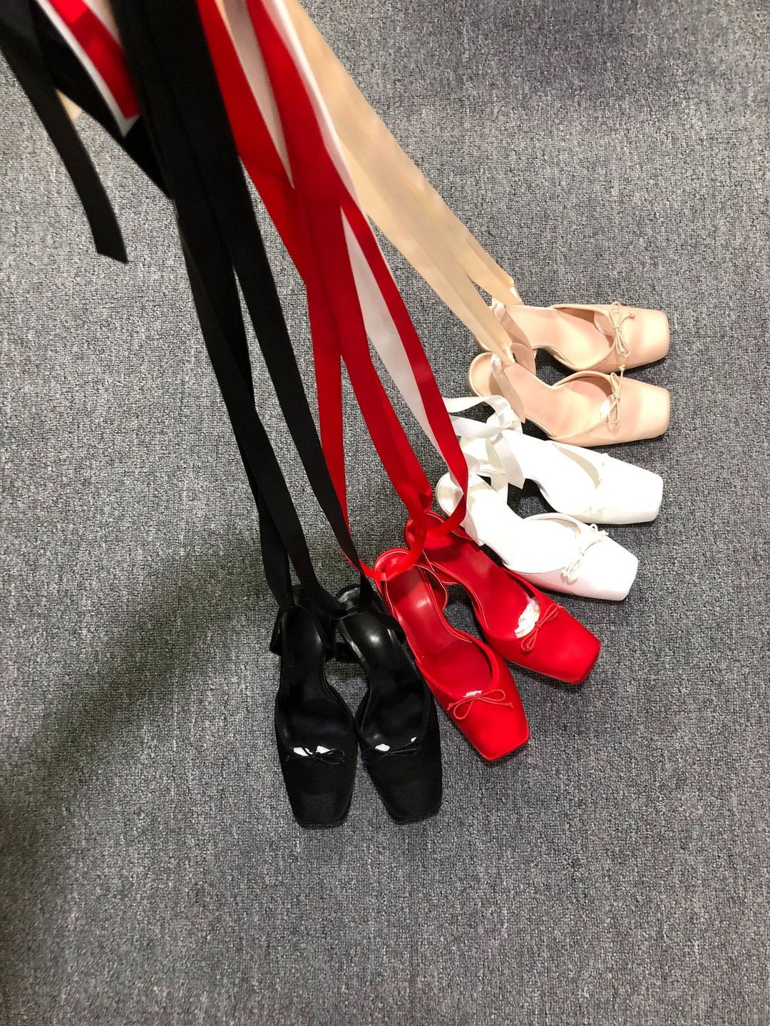 satin platform heels with ribbon ankle ties – BELLE