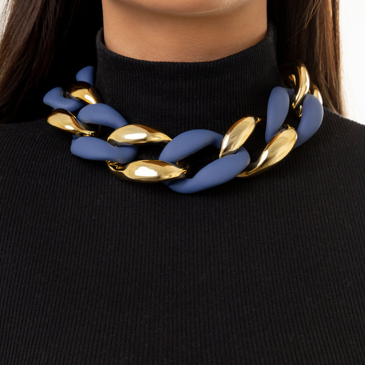 chunky oval-link chain necklace with gold finish – KORA