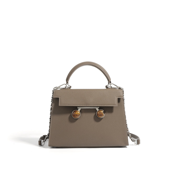 structured top-handle bag with tortoiseshell clasp - DALCIA
