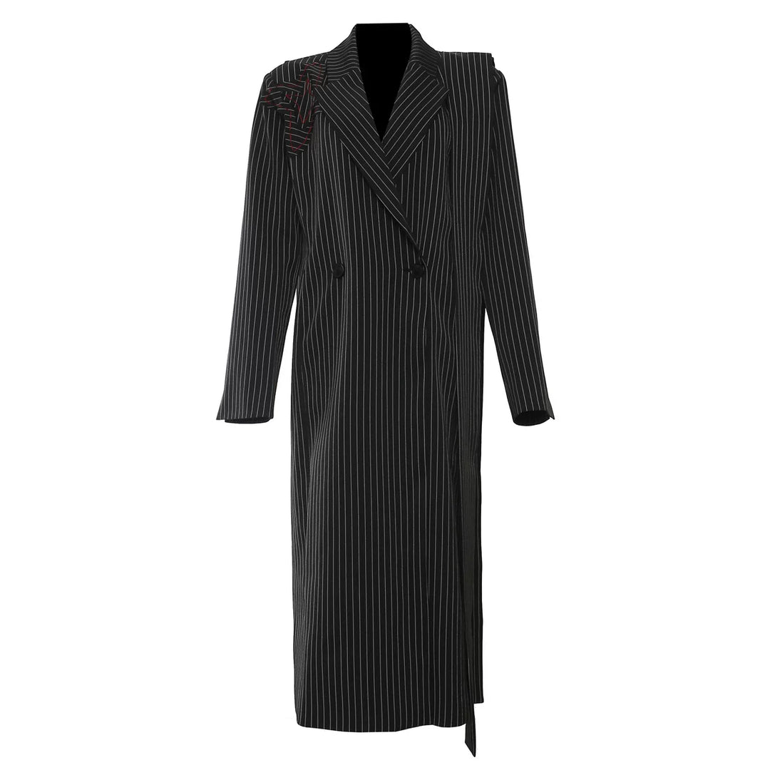 Black Pinstripe Embroidered Blazer Dress – Authority