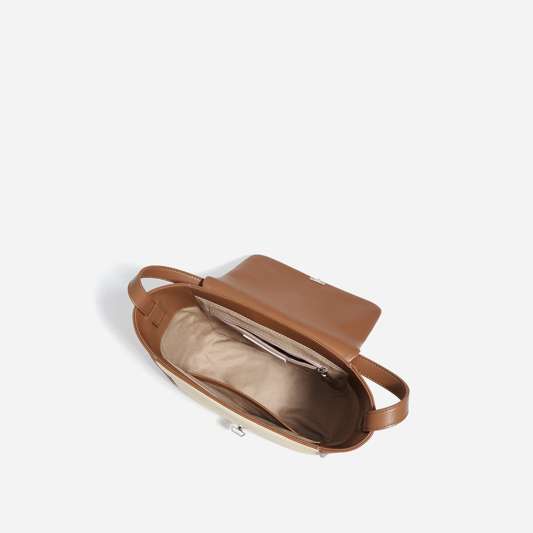 structured canvas bag with leather trim - TERRA
