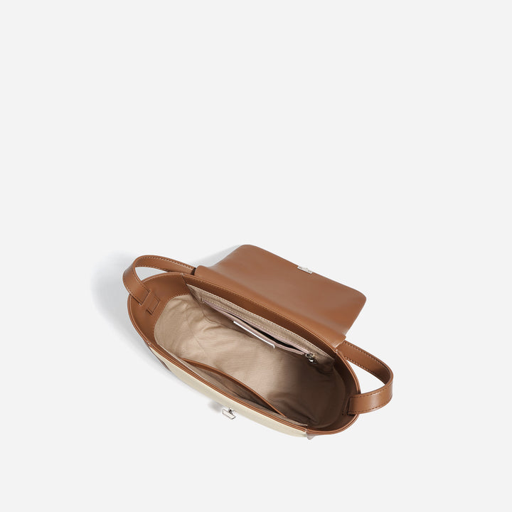structured canvas bag with leather trim - TERRA