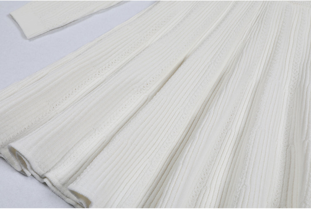 long-sleeve knit mermaid dress with buttoned v-neck – ELARANI