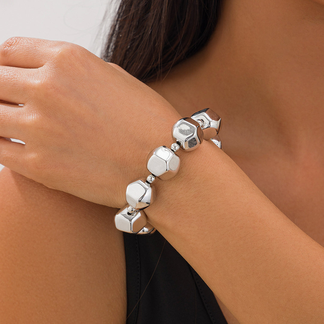 Chunky geometric bead bracelet with metallic shine - Nabsu