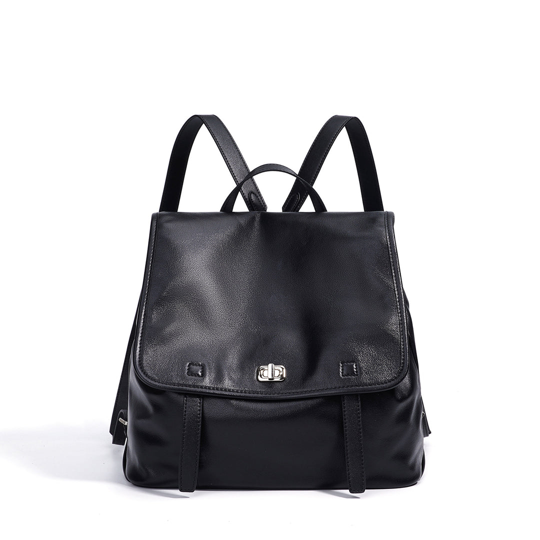 classic leather backpack with flap closure – ARDENAV