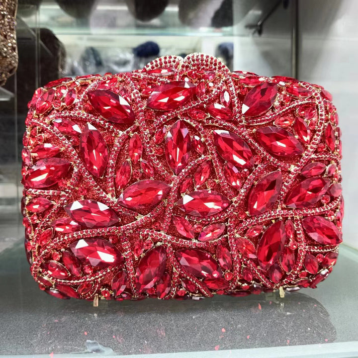 crystal embellished clutch with floral design - Enduri