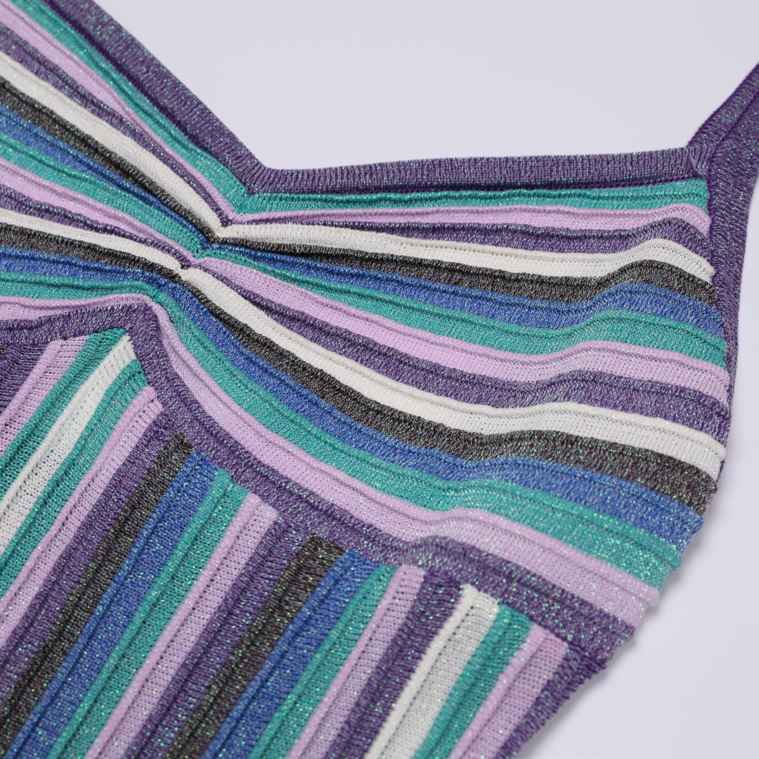 striped sleeveless maxi dress with fitted bodice – SIENNALZI