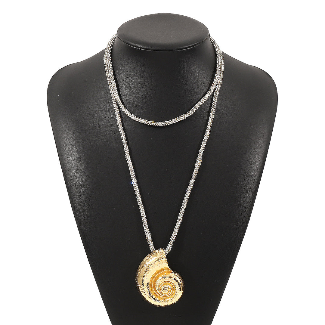spiral shell pendant necklace with crystal rope chain – ARIA