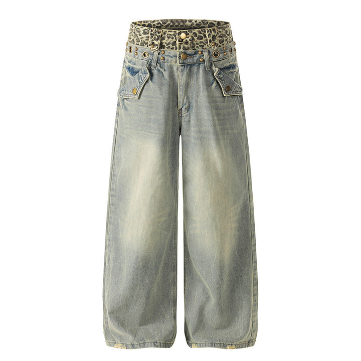Vintage Washed Wide-Leg Denim Pants - Streetwear
