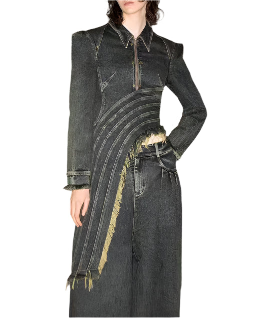 Suède cropped trenchcoat met riem en gelaagde mouwen - Linra 
