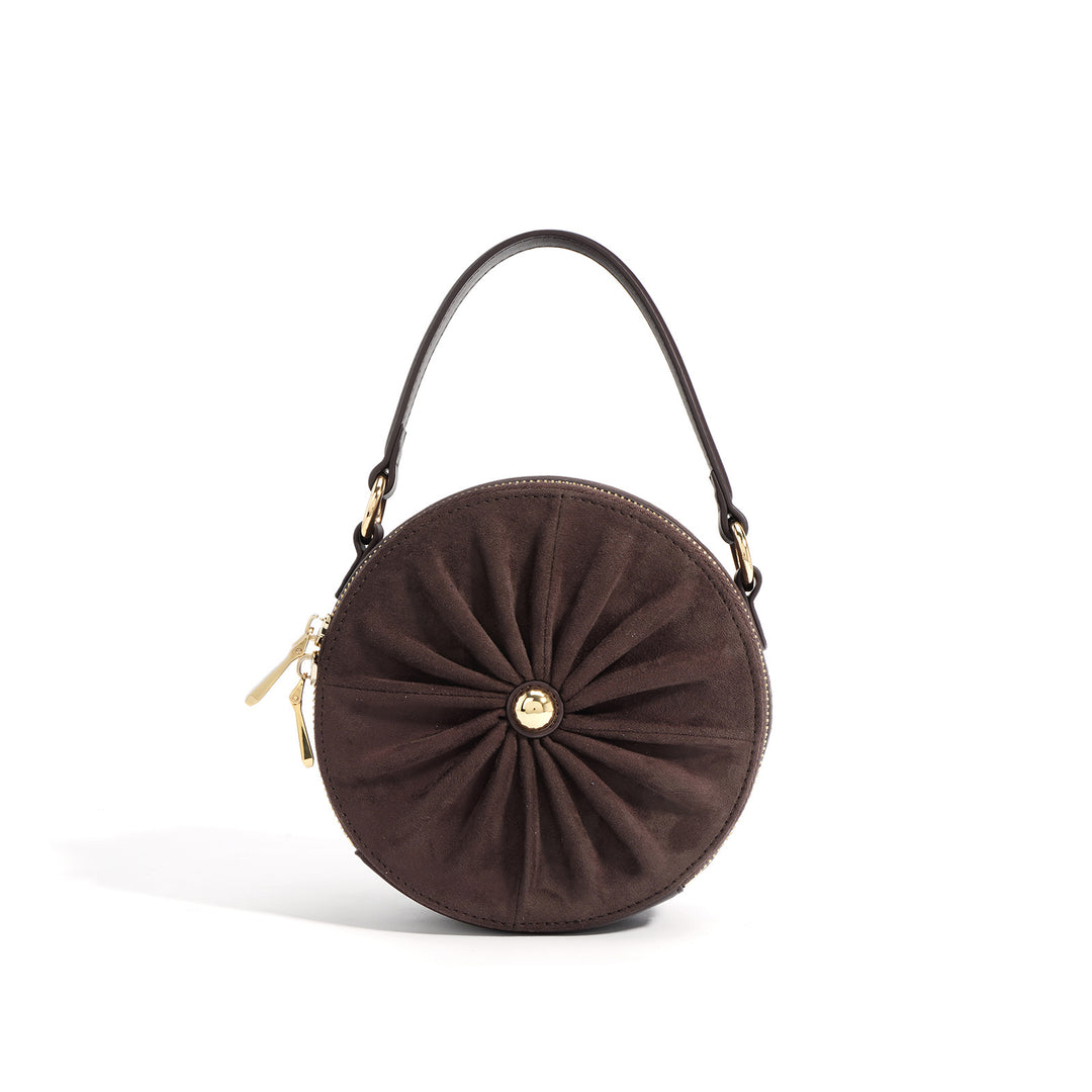 round ruched suede bag with top handle - MAVIA