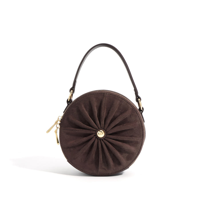 round ruched suede bag with top handle - MAVIA