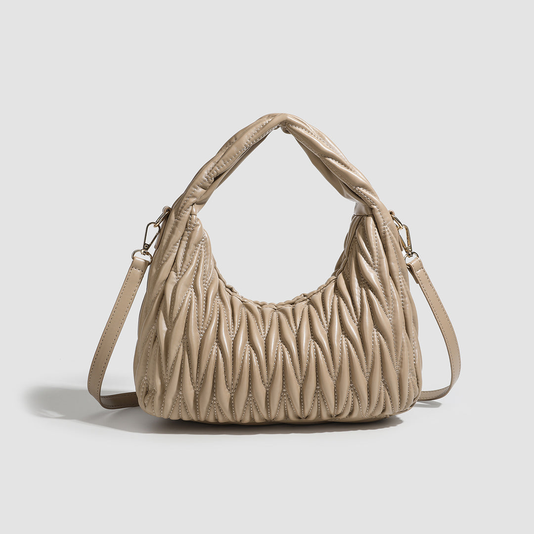 Quilted Hobo Shoulder Bag - Sand