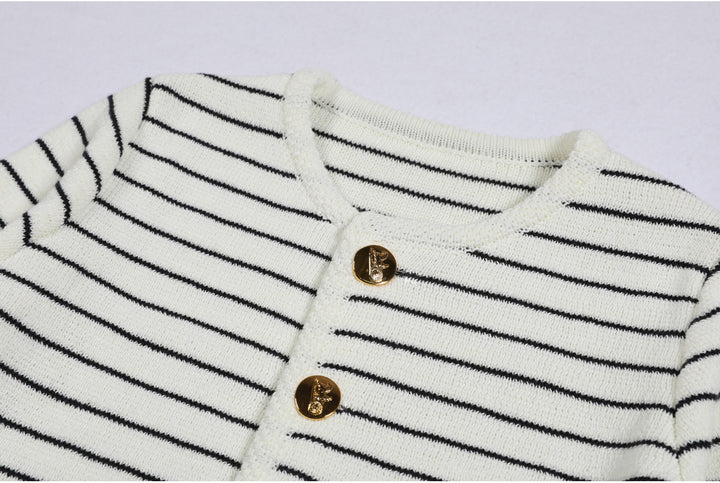 striped knit jacket with gold buttons – MARINAKI