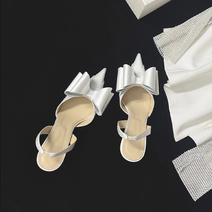 Slingback pointed-toe heels with bow detail - Fotji