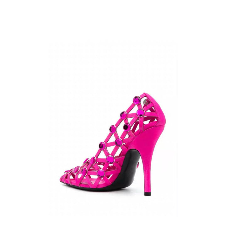 lattice slingback heels with emerald studs – SERENA