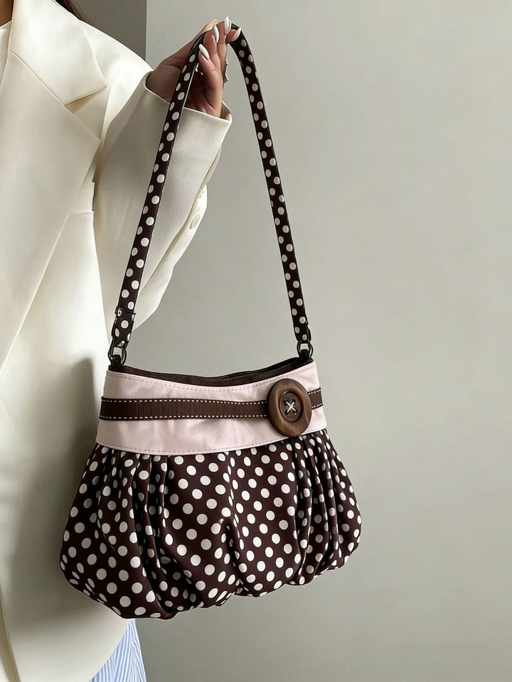 Polka Dot Slouch Shoulder Bag - Mocha