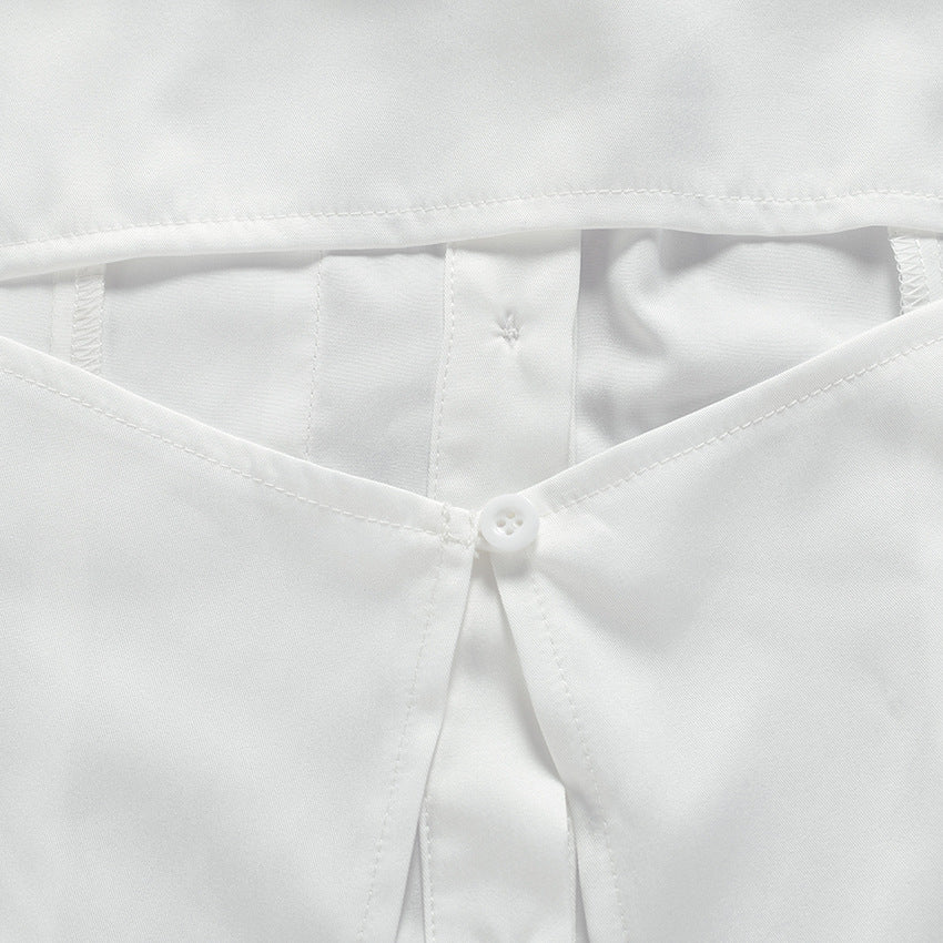 cutout long-sleeve shirt with waist belt – VOGUE