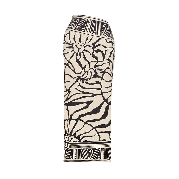 printed three-piece bikini set with cropped cover-up and sarong – ZARIA