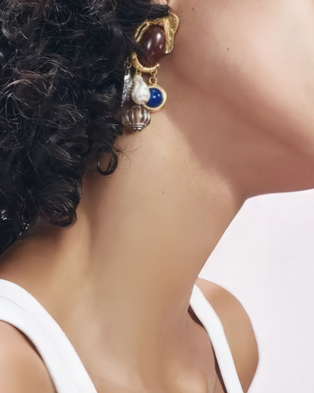 أقراط متدلية مميزة مع أحجار كريمة - فوردوي