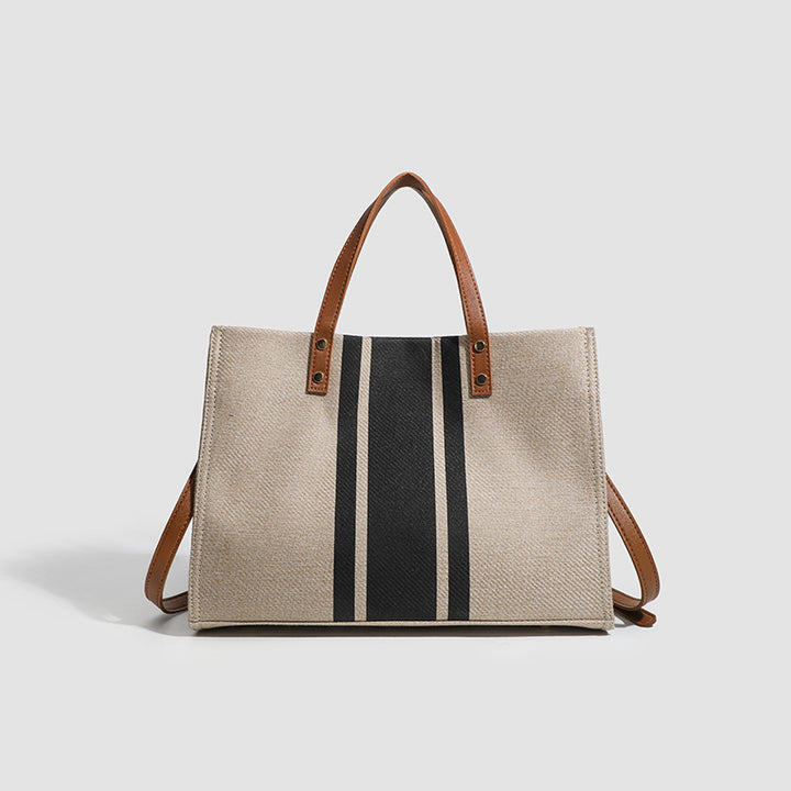 Striped Canvas Tote Bag - Casual