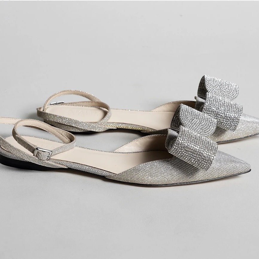 pointed-toe slingback flats with crystal bow – GASELLA