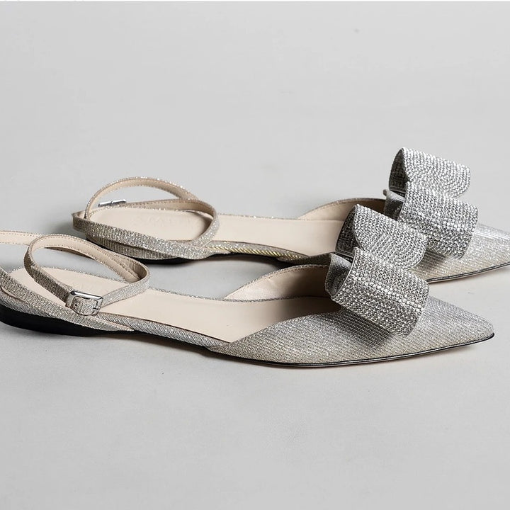 pointed-toe slingback flats with crystal bow – GASELLA