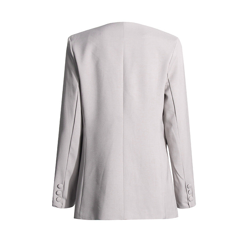 tailored pink blazer with floral accent – ROSÉLLE