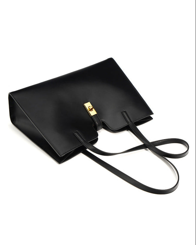 structured shoulder tote with gold-tone twist lock - AURA