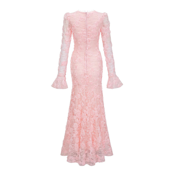 Floral Lace Mermaid Maxi Dress - Noir
