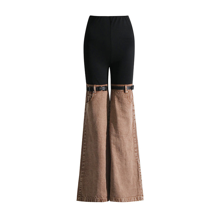 High-waist two-tone wide-leg pants – NOIRÉ