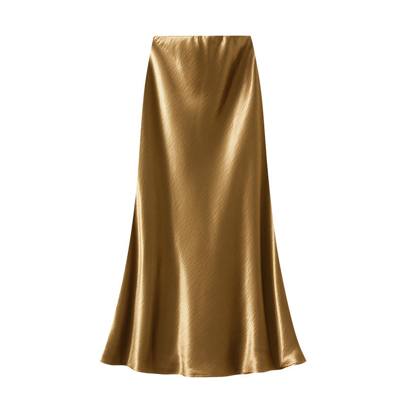 satin A-line midi skirt in icy blue – FROST