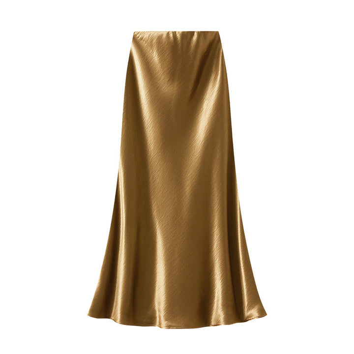 satin A-line midi skirt in icy blue – FROST