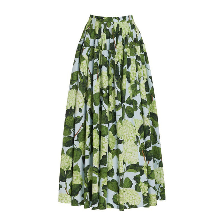 off-shoulder hydrangea print bikini set with maxi skirt – GREEN
