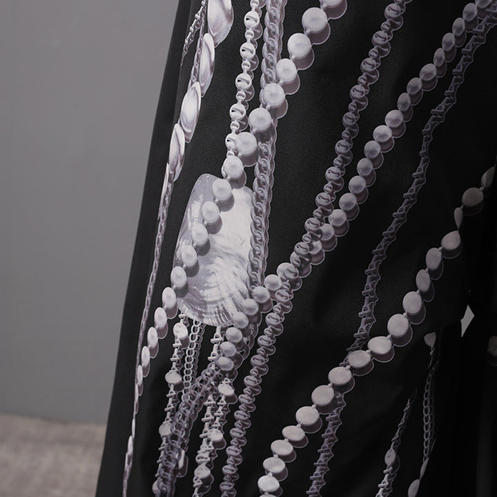 Plissiertes Oberteil mit ausgestellten Ärmeln und Maxirock-Set mit Taillengürtel – Rosiny 