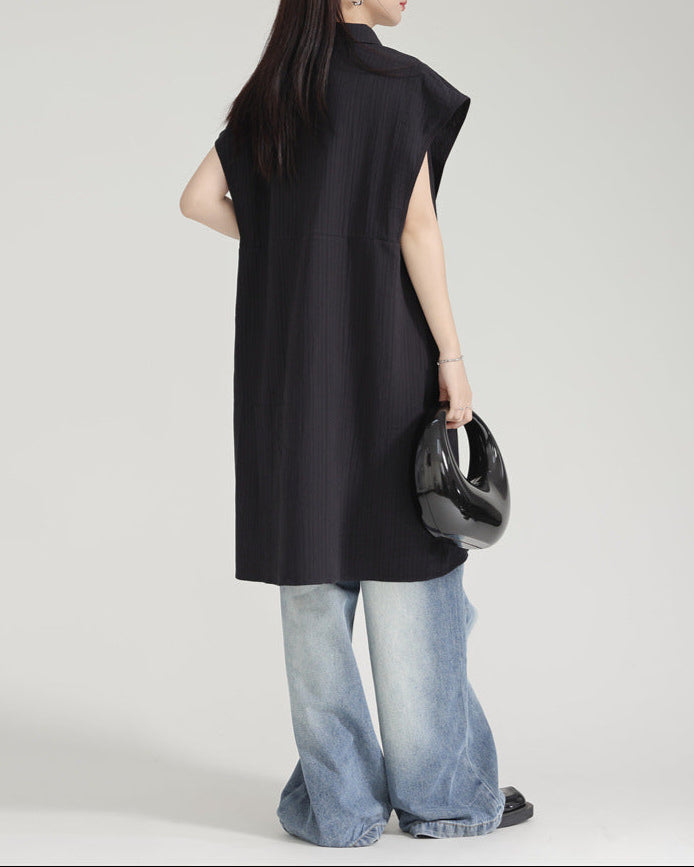 Geplooide oversized blouse met geplooide halslijn - Nidzu 
