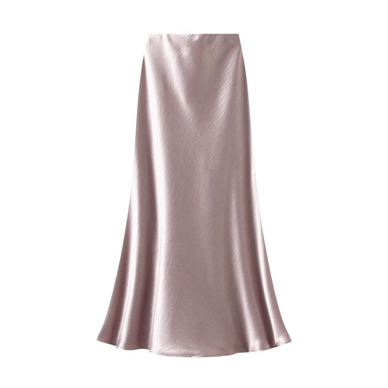 satin midi skirt with 3D floral appliqués – AMÉLIE