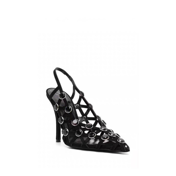 lattice slingback heels with emerald studs – SERENA