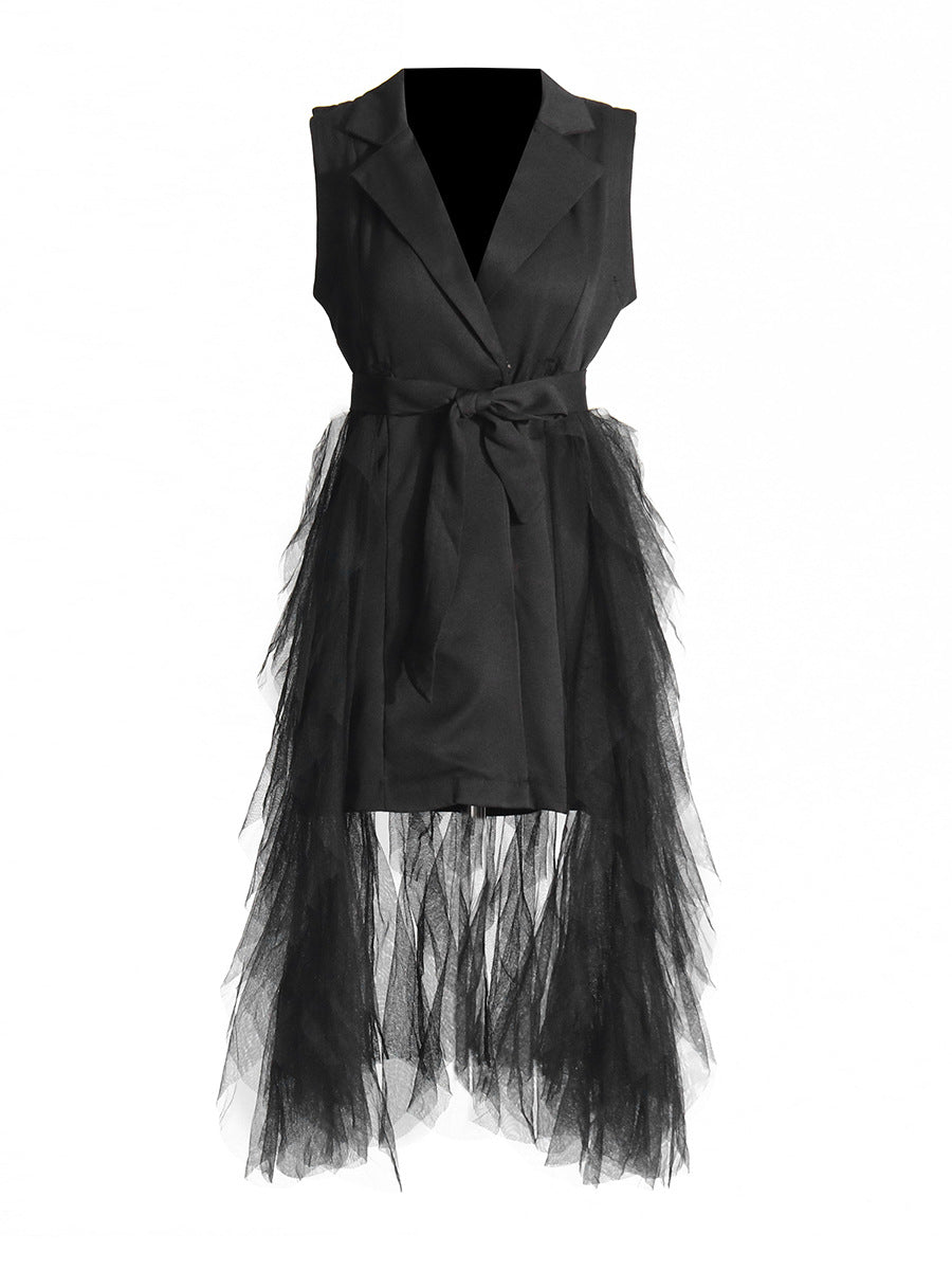 Plissiertes Oberteil mit ausgestellten Ärmeln und Maxirock-Set mit Taillengürtel – Rosiny 