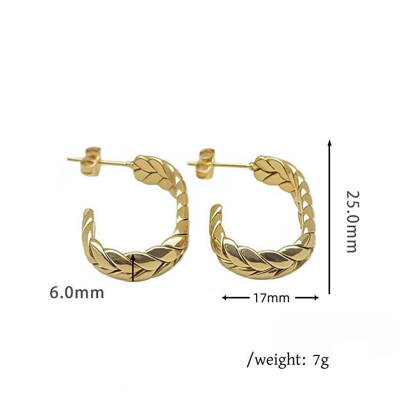 أقراط ذهبية مضفرة على شكل حلقة - سينيا