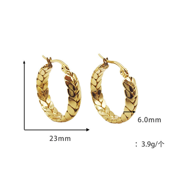 أقراط ذهبية مضفرة على شكل حلقة - سينيا