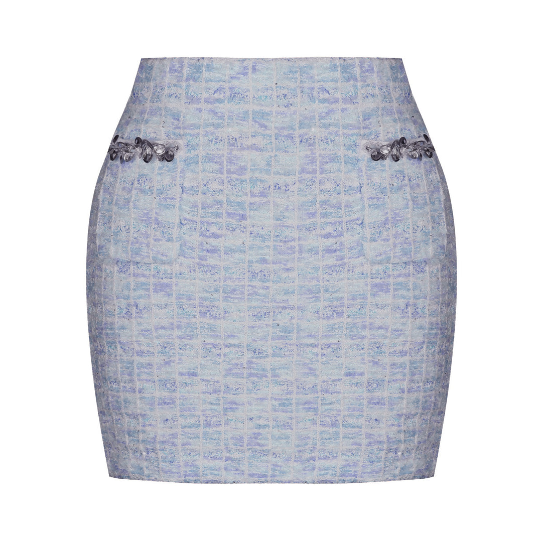 طقم تويد من قطعتين مع حواف من الترتر – سيلينيدي