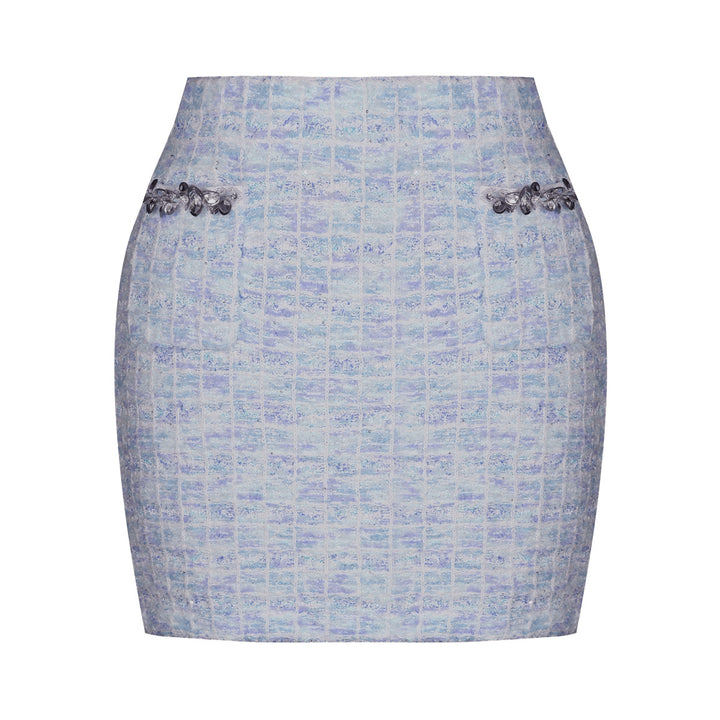 طقم تويد من قطعتين مع حواف من الترتر – سيلينيدي